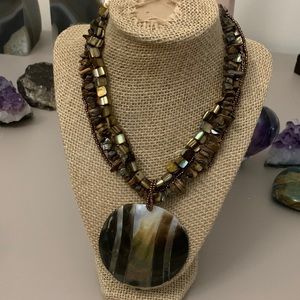 Abalone and tiger eye necklace